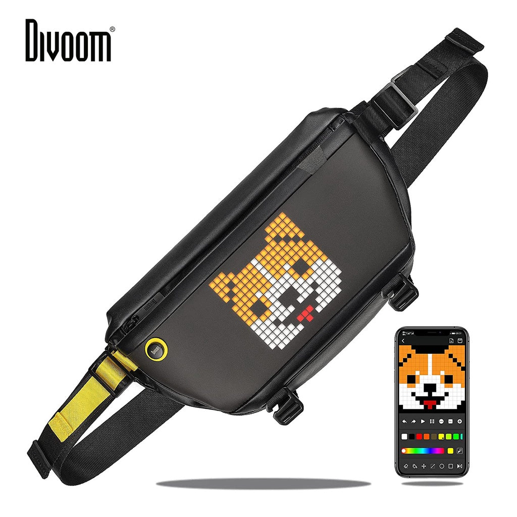Divoom Pixoo Sling Bag Global Version - Innovative Smart LED Sling Bag Waterproof messenger bag LED screen by App control